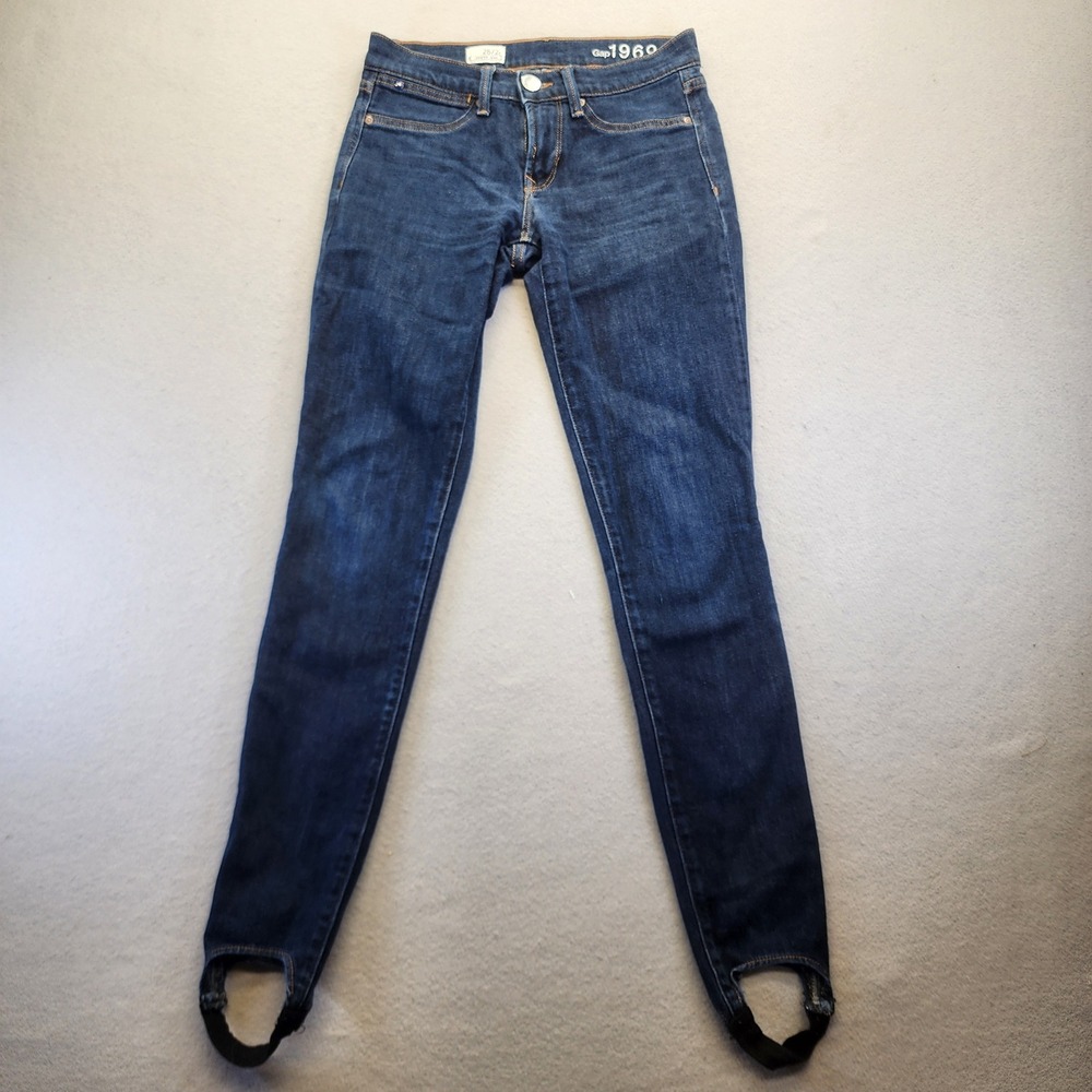 Gap 1969 Legging Jeans 26/2R Dark Wash Stirrup‎ Hem Skinny Denim Leggings Y2K